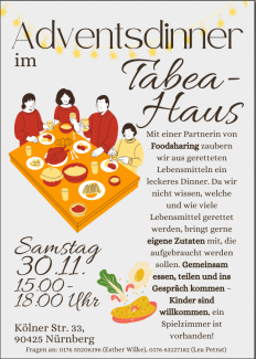 Adventsdinner TabeaHaus 30.11.2024, 15-18 Uhr