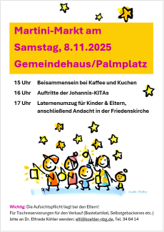 Martini-Markt 8.11.25, 15 Uhr, Gemeindehaus Palmplatz